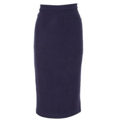 Emporio Armani Navy Blue Knit Pencil Skirt M