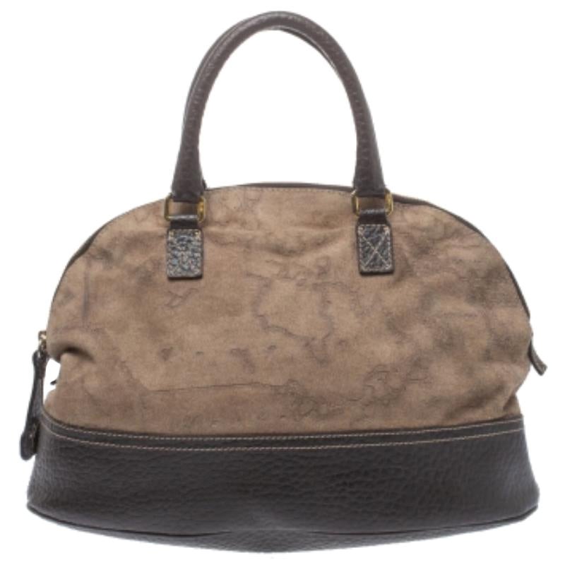 Alviero Martini 1A Classe Brown Fabric and Leather Satchel For Sale