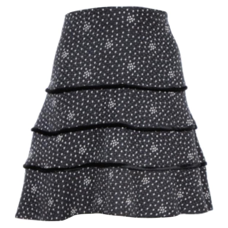 Emporio Armani Black Textured Silk Tiered Short Skirt M For Sale