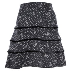 Emporio Armani Black Textured Silk Tiered Short Skirt M