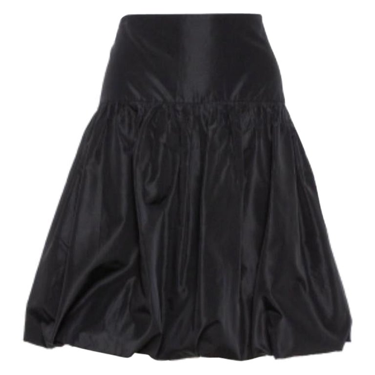 Emporio Armani Black Taffeta Gathered Short Skirt L For Sale