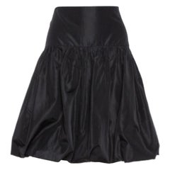 Emporio Armani Black Taffeta Gathered Short Skirt L