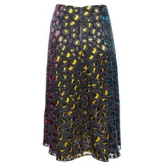 Alice + Olivia Multicolor Leopard Print Burnout Silk Janessa Skirt XS
