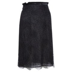 Emporio Armani Black Pleated Waist Detail & Floral Lace Short Skirt M