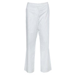 Etro White Pinstriped Cotton Straight Leg Pants L