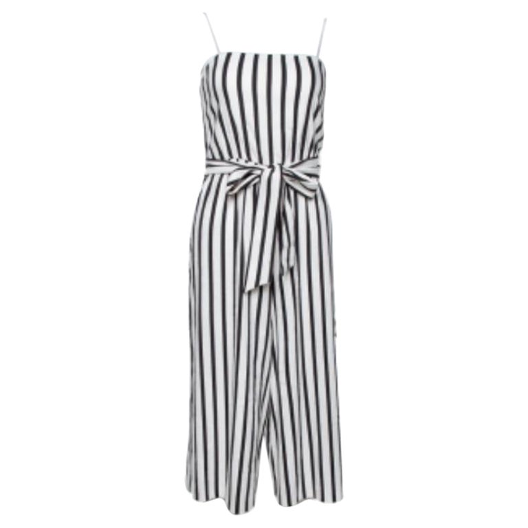 Alice + Olivia Monochrome Linen Lucie Gaucho Jumpsuit XS in vendita