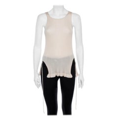 Christian Dior Beige Rib Knit Front Tie Detail Sleeveless Top S