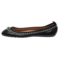 Tod's Black Leather Studded Ballet Flats Size 38.5