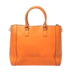 MCM Orange Textured Leather Large Tote