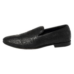Versace Black Leather Smoking Slippers Size 42
