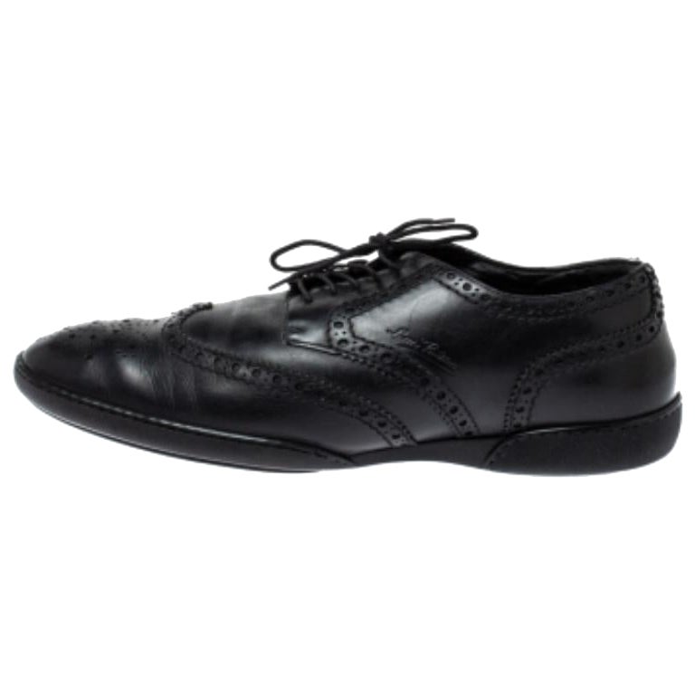 Louis Vuitton Black Brogue Leather Explorer Sneakers Size 43.5 For Sale