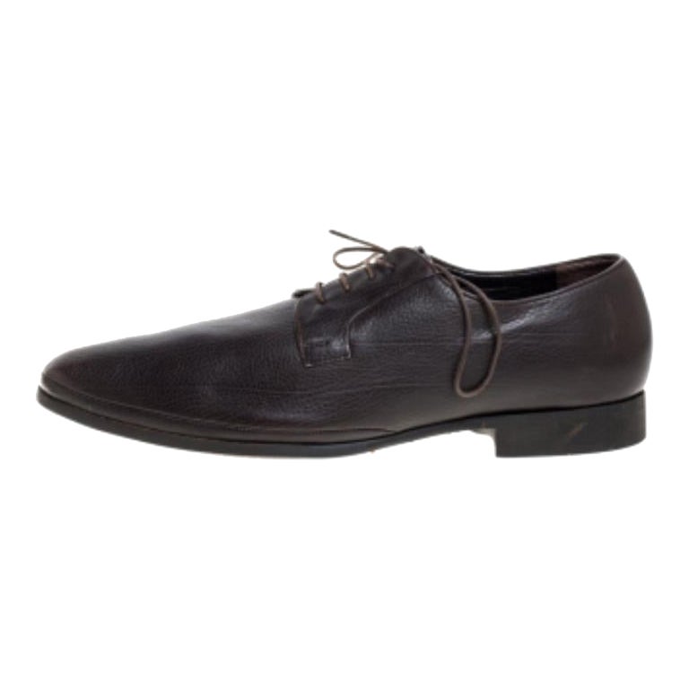 Giorgio Armani Dark Brown Leather Classic Oxfords Size 46 For Sale
