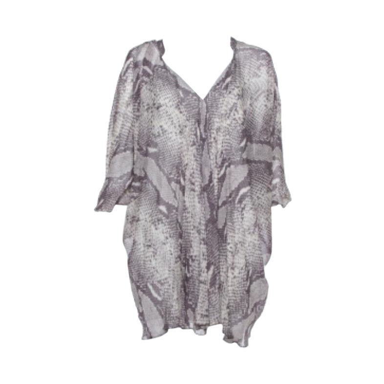 Diane Von Furstenberg  Grey Snakeskin Printed Silk Draped Fleurette Dress XS For Sale
