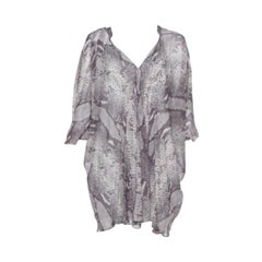 Diane Von Furstenberg  Grey Snakeskin Printed Silk Draped Fleurette Dress XS