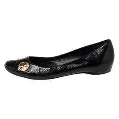 Tory Burch Black Patent Leather Andi Ballet Flats Size 39