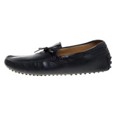 Tod's Black Leather Gommino Driving Bow Loafers Size 42.5