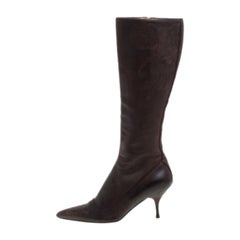 Prada Brown Leather Boots Size 38