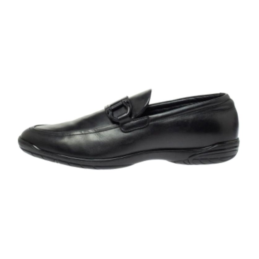 Salvatore Ferragamo Black Leather Gancio Slip On Loafer Size 43.5 For Sale