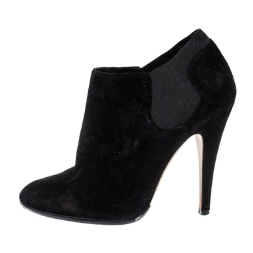 Casadei Black Suede Ankle Boots Size 37 For Sale