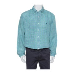 Ralph Lauren Bicolor Linen Checkered Button Front Shirt XL