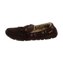 Louis Vuitton Brown Suede Leather Arizona Slip On Loafers Size 42