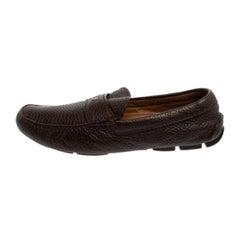 Prada Brown Leather Slip On Loafers Size 41.5