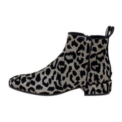 Dolce & Gabbana Black/Silver  Animal Print Lurex and Velvet Ankle Boots Size 36