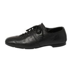 Prada Black Leather Low Top Sneakers Size 42