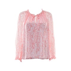 Diane von Furstenberg Pink Coral Print Silk Wynn Blouse M