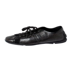 Versace Dark Brown/Black Python and Suede Low Top Sneakers Size 44