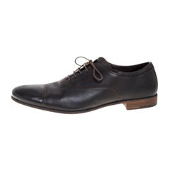 Prada Dark Brown Leather Cap Toe Lace Up Oxford Size 42.5