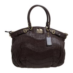 Coach Dark Brown Gathered Leather Lindsey Satchel