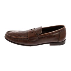 Louis Vuitton Brown Damier Embossed Leather Sorbonne Slip On Loafers Size 42