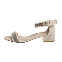 Stuart Weitzman Beige Tweed Nudistchains Sandalen Größe 39