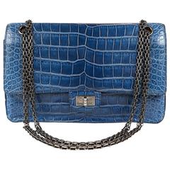 Chanel Blue Sapphire Crocodile 2.55 Flap Bag 1