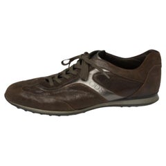 Tod's Brown Textured Suede Leather Low Top Sneakers Size 41