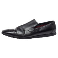 Gucci Black Leather Slip On Loafers Size 43.5