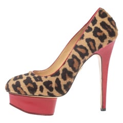 Charlotte Olympia Brown/Beige Calf Hair Platform Pumps Size 36