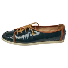 Tod's Deep Green Patent Leather Lace Up Sneakers Size 38.5