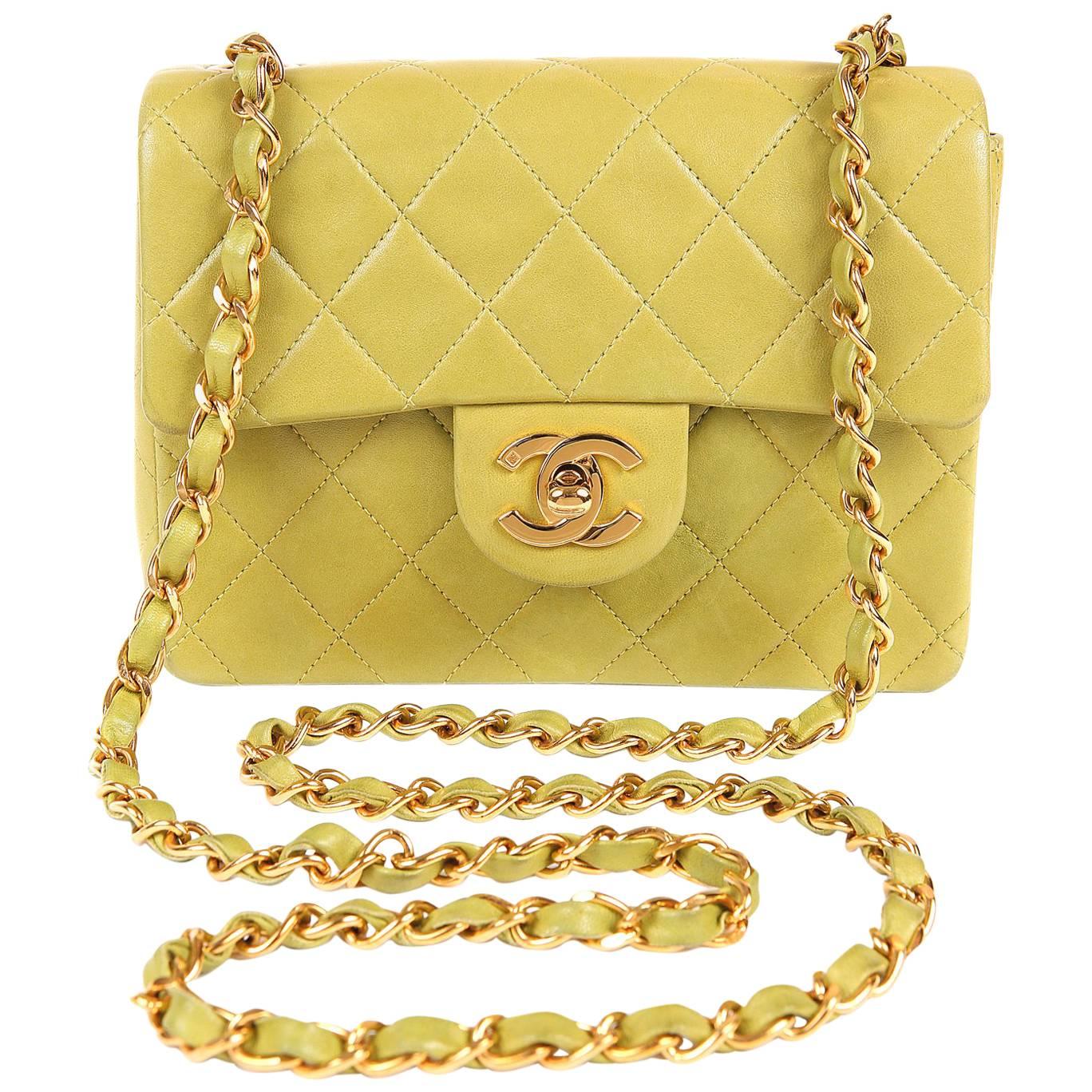 Chanel Chartreuse Lambskin Mini Classic
