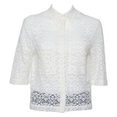 Stella McCartney Cream Lace Button Front Sheer Crop Top M