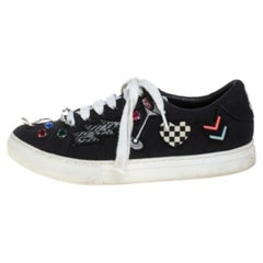Marc Jacobs Black Canvas Patches And Embellished Low Top Sneakers Size 39