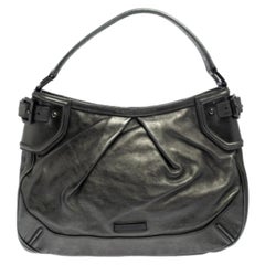 Burberry Metallic Anthracite Leather Fairby Hobo