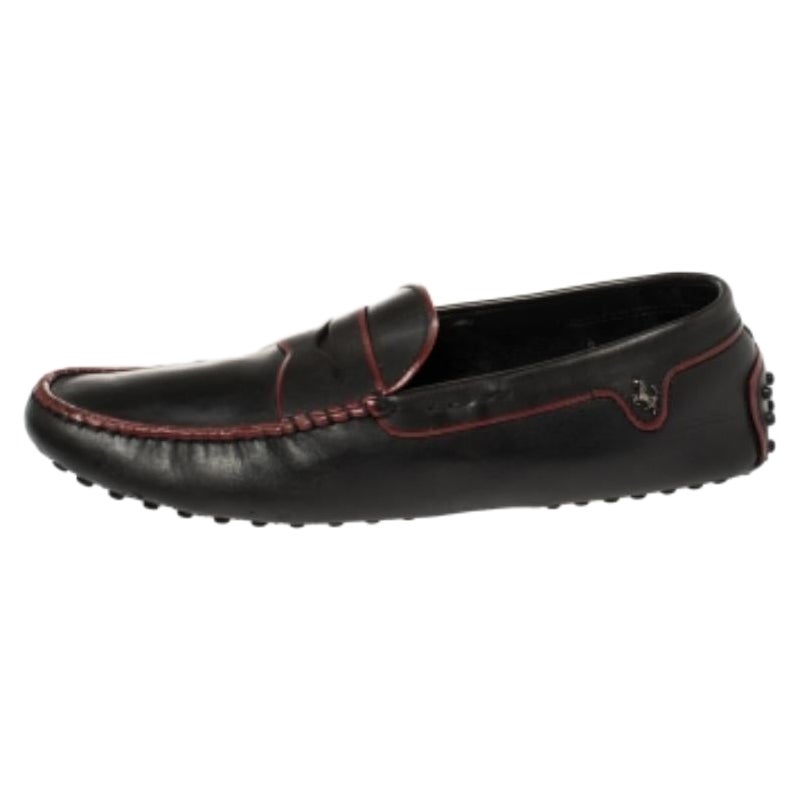 Tod's Black Leather Penny Loafers Size 43 For Sale