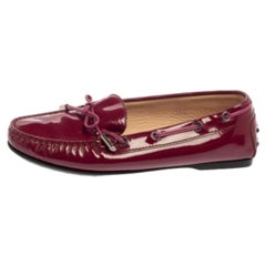 Tod's Pink Patent Leather Bow Loafers Size 36.5