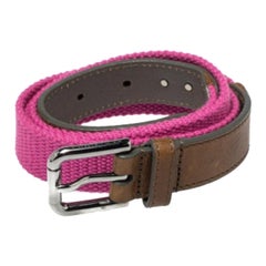 Dolce & Gabbana Pink/Brown Canvas and Leather Belt 115 CM