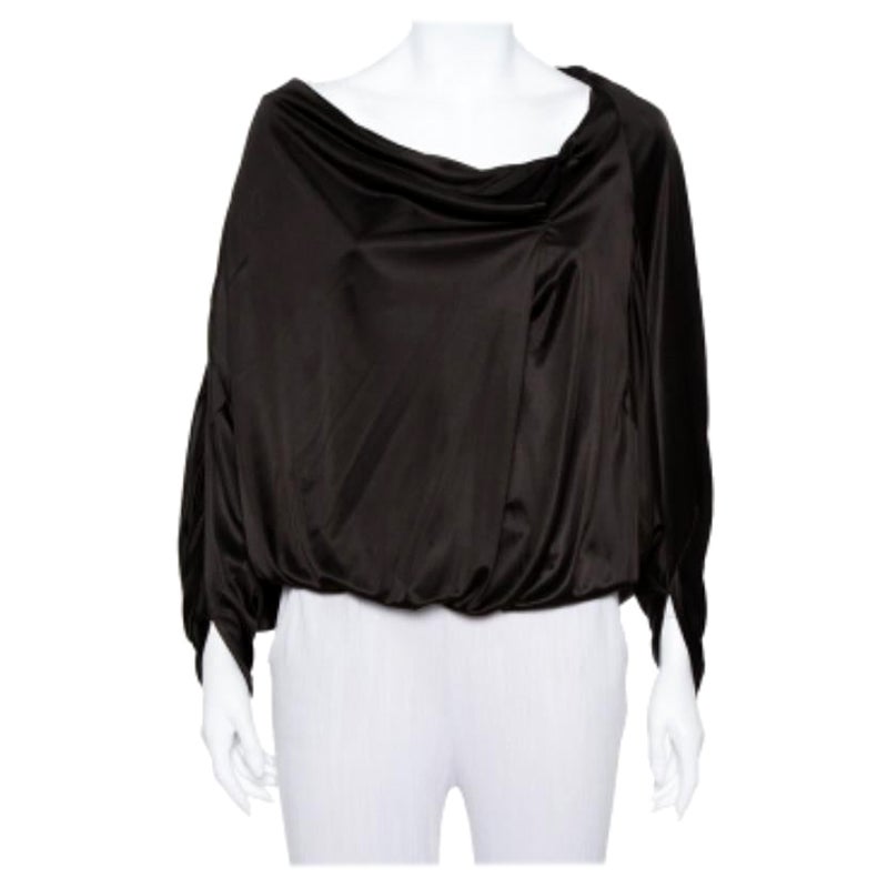 Emporio Armani Black Jersey Button Detail Oversized Top S For Sale