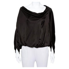Emporio Armani Black Jersey Button Detail Oversized Top S