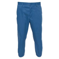 Prada Blue Synthetic Elastic Detail Capri Pants XL