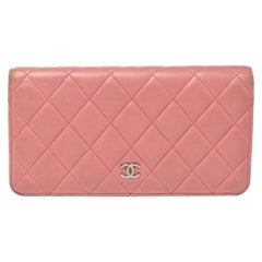 Chanel Pink Quilted Leather L Yen Continental Wallet